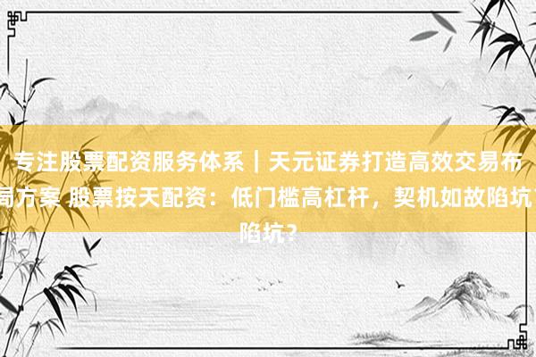 专注股票配资服务体系｜天元证券打造高效交易布局方案 股票按天配资：低门槛高杠杆，契机如故陷坑？