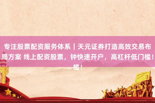 专注股票配资服务体系｜天元证券打造高效交易布局方案 线上配资股票，钟快速开户，高杠杆低门槛！