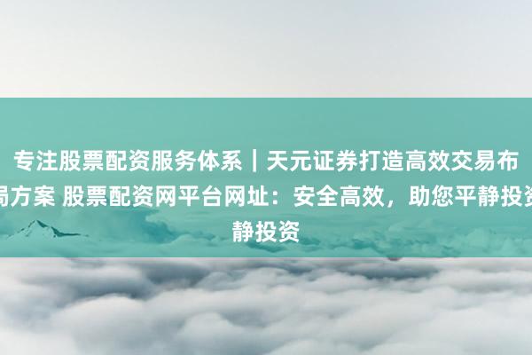 专注股票配资服务体系｜天元证券打造高效交易布局方案 股票配资网平台网址：安全高效，助您平静投资